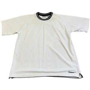 Vtg Reebok Mesh Athletic Shirt Men XL White Navy Raglan Union Jack Sporty Casual